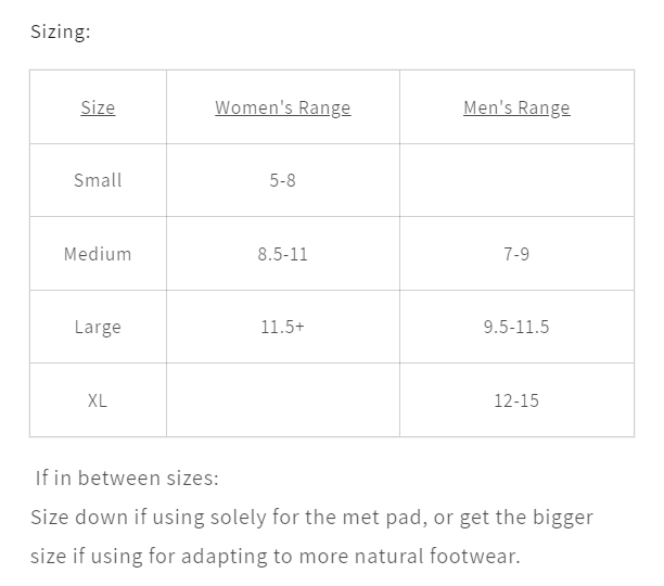 Bridge soles sizes